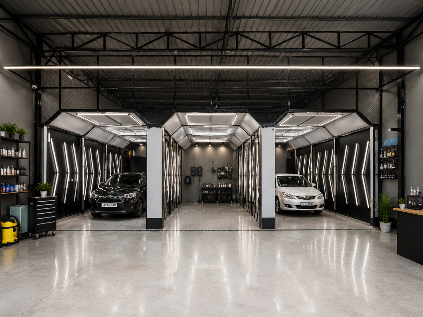 MOD X Detailing studio bays with premium LED lighting